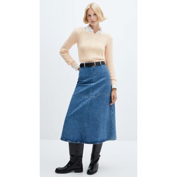 NWT MANGO Open Work Boat Neck Sweater Cream Sz S [jb] - Picture 4 of 10